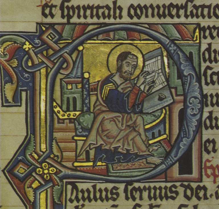 Writing of a manuscript. From Hamburg Bible