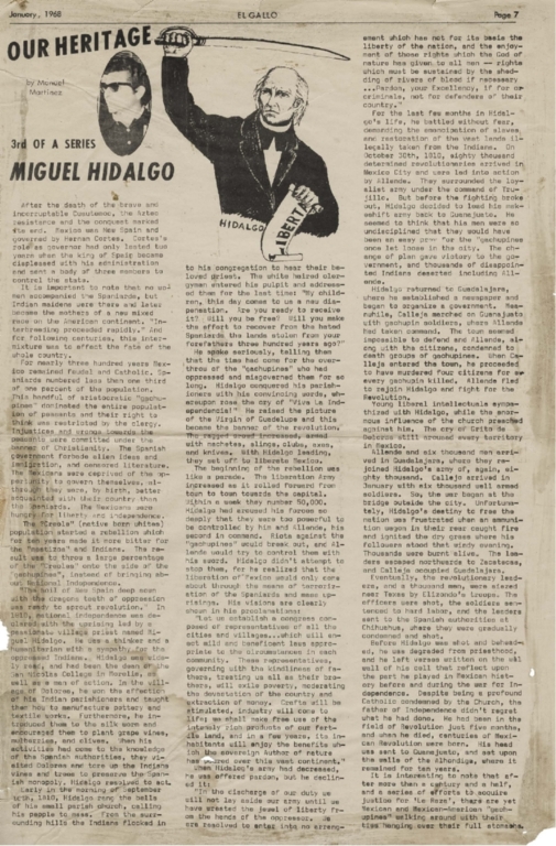 Our Heritage: Miguel Hidalgo, 3rd of a Series