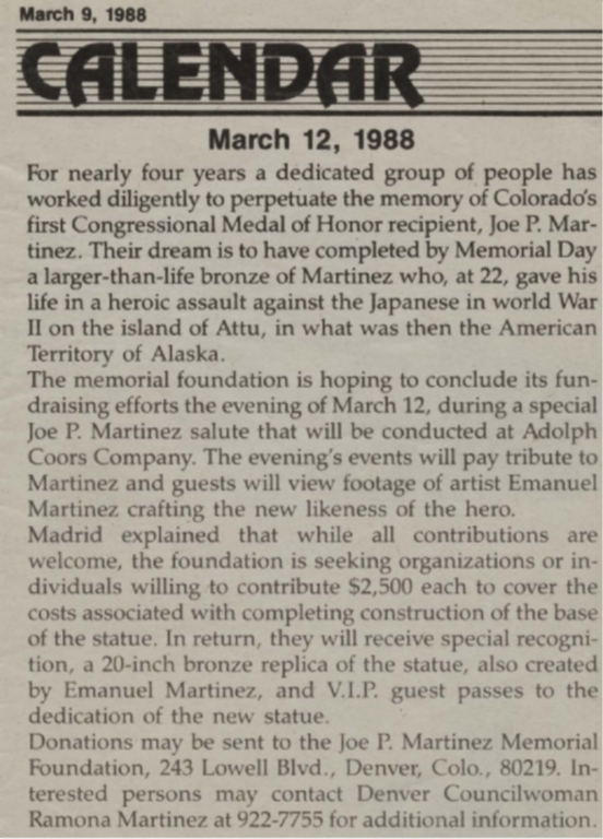 Calendar: March 12, 1988
