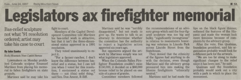 Legislators ax firefighter memorial